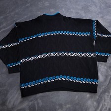 Vtg American Pride Sweater Nordic Ski Mock Neck 22W Floral Black Blue