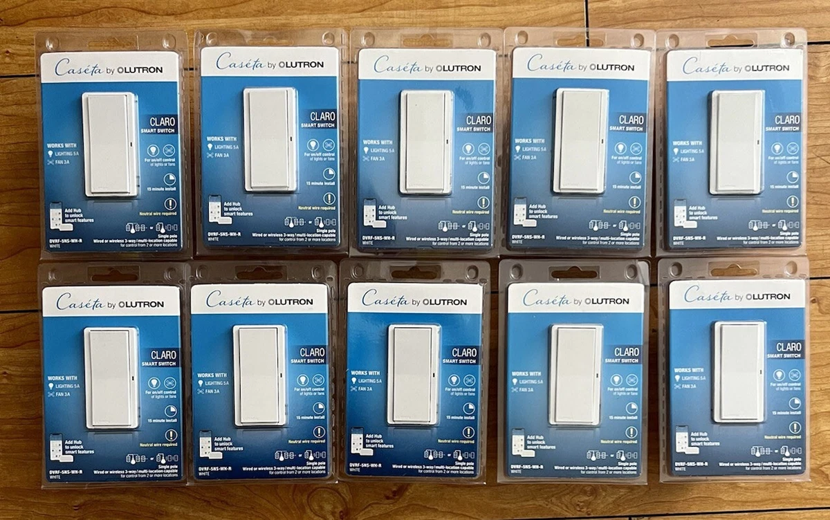 Pack of 10 Lutron Caseta Claro Smart On Off Switch White DVRF 5NS WH