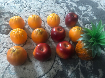 Set of 12 Fake vintage plastic artificial fruit apple orange Pineapple