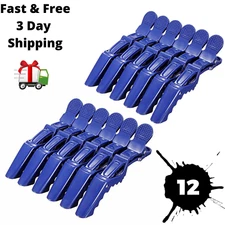 12PCS Salon Croc Hair Styling Clips Sectioning Alligator Hair Clip Plastic- BLUE