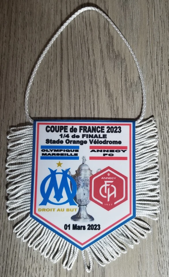 FANION 1/4 de Finale Coupe de France 2023 OM MARSEILLE - ANNECY FC - Photo 1/1