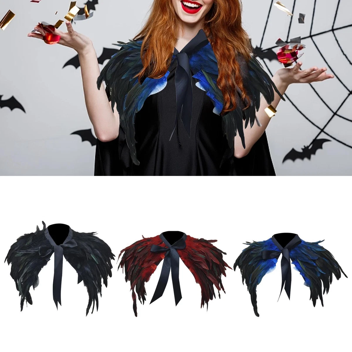 Feather Shawl Comfortable Shoulder Wrap for Prom Halloween Fancy Dress Party