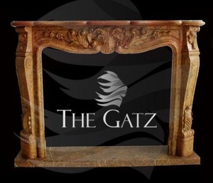 Hand Carved Butterscotch Colored Marble Fireplace Mantel French