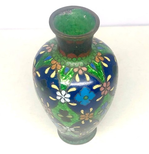 Japanese Meiji Ginbari Silver Cloisonne Small Vase - Picture 9 of 12