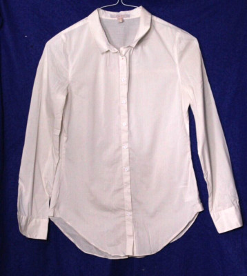 ESPRIT VINTAGE BLOUSE ladies size 6 solid ivory long sleeve lightweight stretch