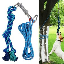 16ft Dog Rope Spring Pole Toy Pull Tether Tug of War Hanging Bungee Toy Outdoor