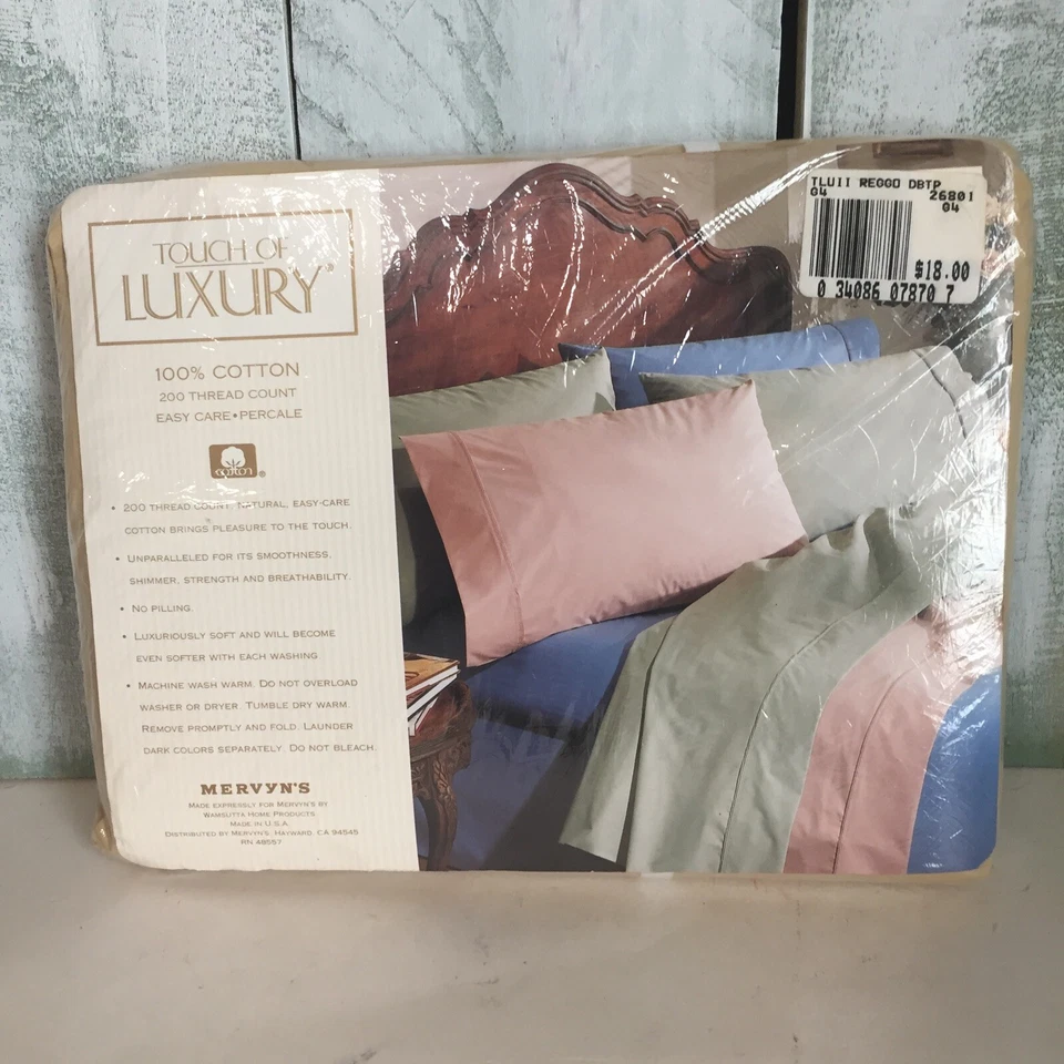 Vintage 1990’s Full Flat Sheet Touch Of Luxury Mervyn’s Made In The USA Khaki - Image 3 of 3