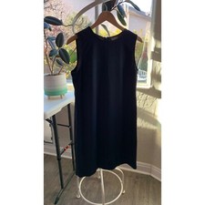 J. Jill Black Tank Shift Dress Size 10P Black Rear Zip Stretch Knee Career 6338
