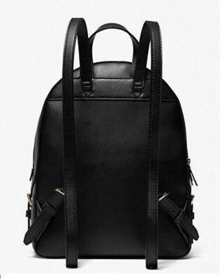 New Michael Kors Black Jaycee Medium Pebbled Backpack with Gold Logo Michael Kors Women main image 2