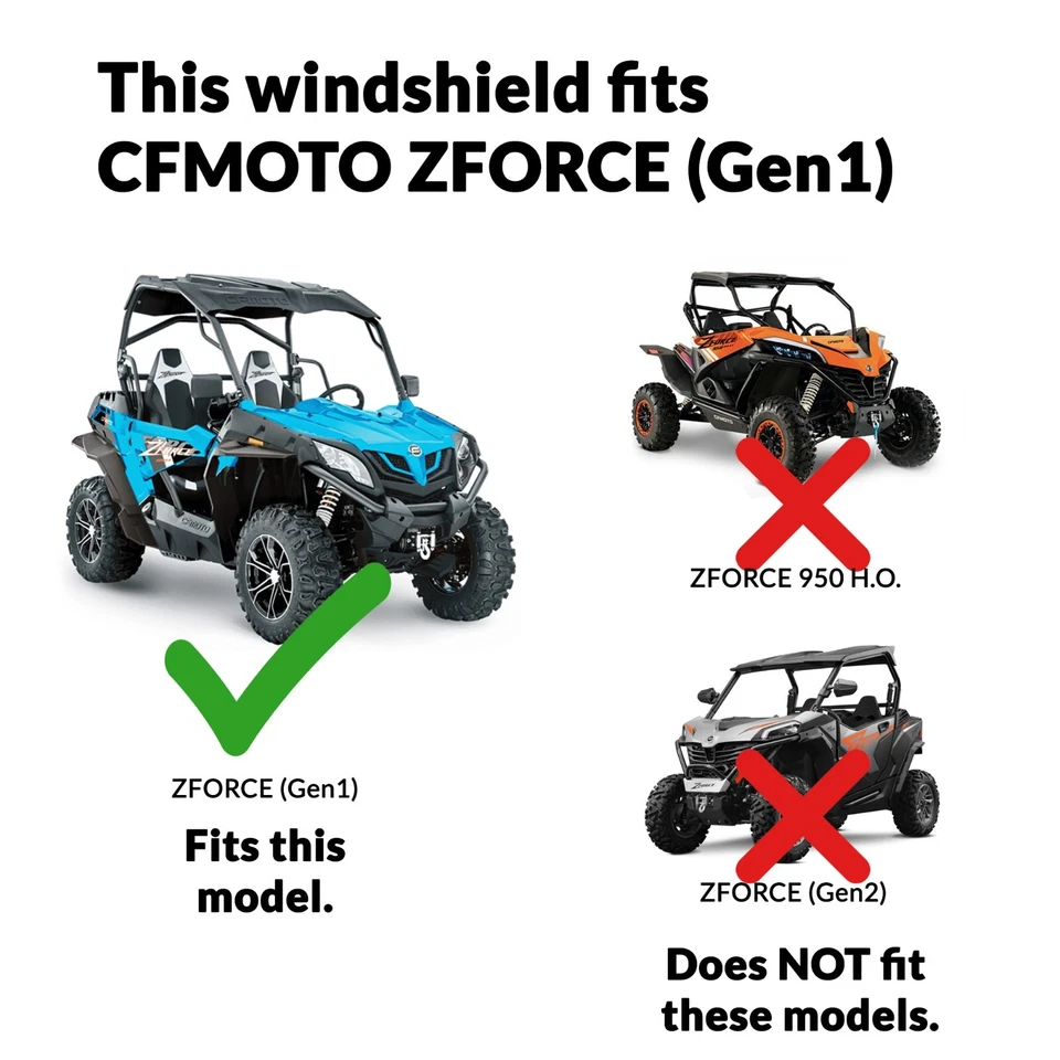 Clearly Tough CFMoto ZForce Half Windshield - Scratch-resistant Lexan MR10! - Image 4 of 4