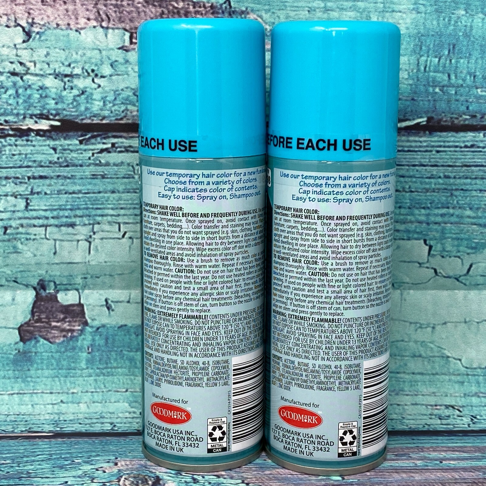 Pack of 2 Temporary Hair Color Light Blue Spray On Shampoo Off 3 Oz Each NEW