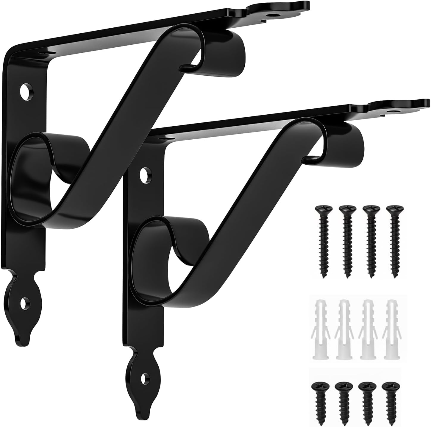 Decorative 6-Inch Wall Mounted Floating Shelf Bracket for DIY Open Shelving