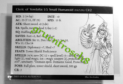  CLERIC OF YONDALLA  02 U  HARBINGER  D&D MINIATURES GAMES CARD  DDM  WIZARDS