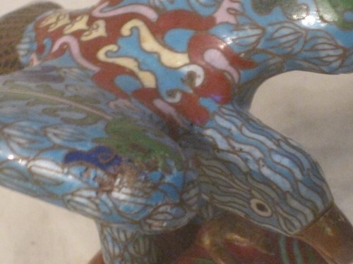 vintage cloisonne enamel Eagle Statue Chinese copper cast bird art decor figure - Picture 9 of 12
