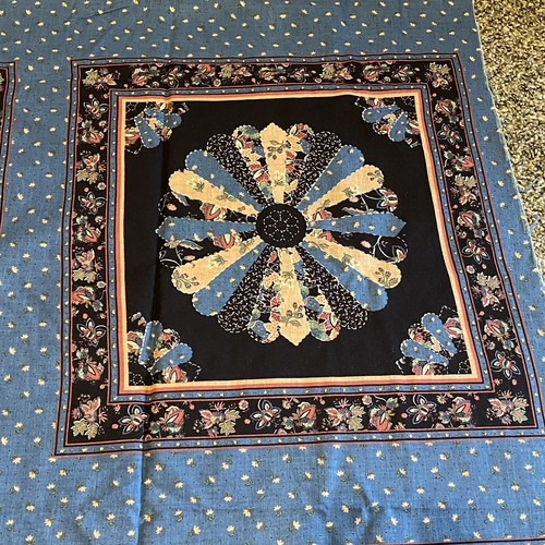 Blue Patchwork Pillow Panels Fabric 15 1/2” Per Square Block Sewing Material - Picture 4 of 7