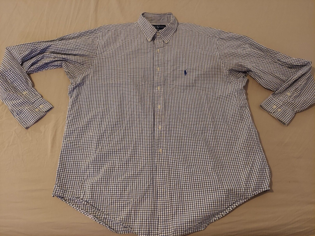 Mens Polo Ralph Lauren Dress Shirt 17 1/2 XL White Blue Button Cotton | eBay Mens Polo Ralph Lauren Dress Shirt 17 1/2 XL White Blue Button Cotton | eBay