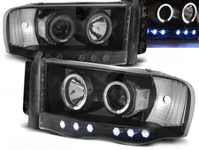 Headlights for Dodge Ram 2002 2003 2004 2005 2006 VR-1249 Angel Eyes Black