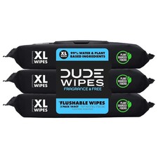 DUDE WIPES XL Flushable Wipes, Fragrance Free 3 packs x 48 wipes 144 wipes NIP
