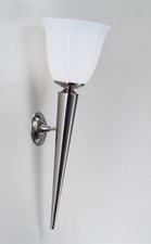 Wandfackel Flur Messing Glas Nickel wohnlich E27 Wohnzimmer Wandlampe blendarm