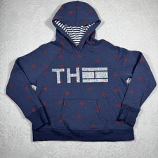 Tommy Hilfiger Sport Women's Large Navy Star Print Hoodie Pullover Blue Red