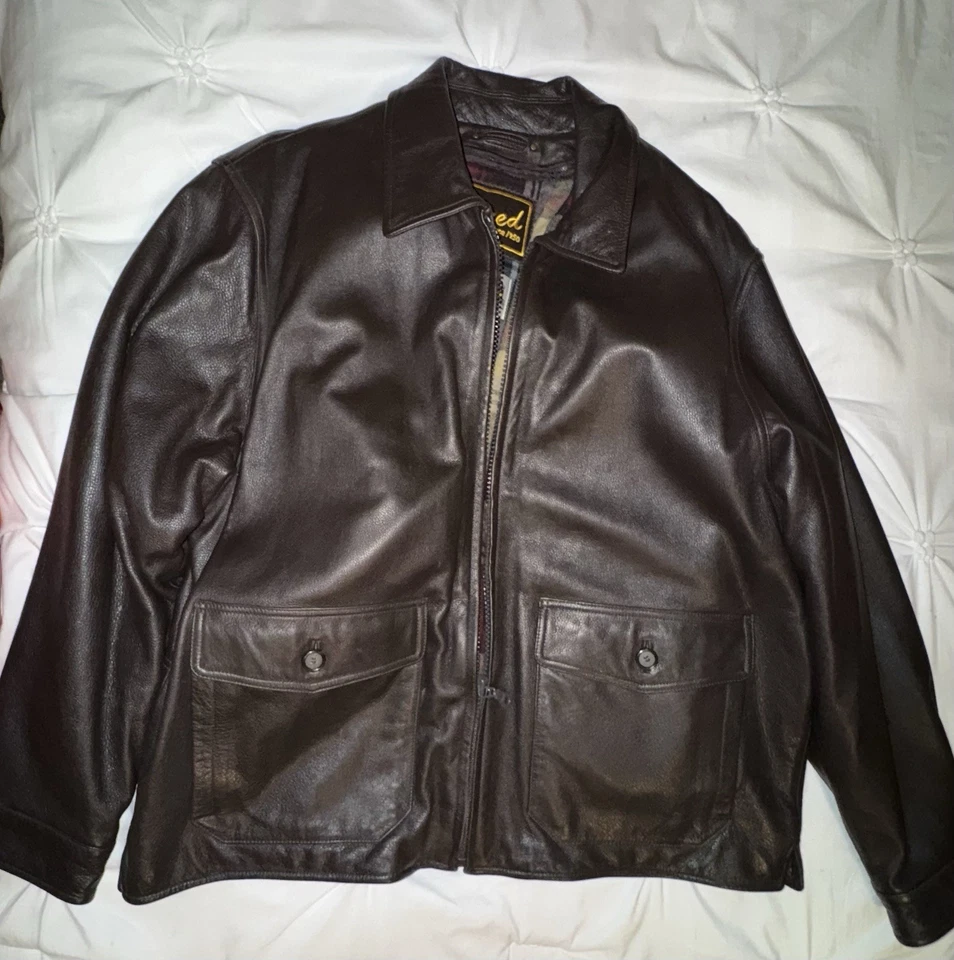 Chaqueta de cuero para hombre Reed Sportswear marrón talla 44 vintage años 60/70 Foto 2 de 4