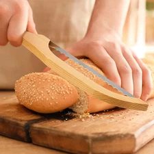 Wood Bread Slicer For Homemade Bread Baguette Bread Trimming Knife Cucumbers