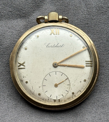 Cortébert 17 Jewel Open Face Pocket Watch 10K GF Dial 12S