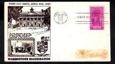 #854 3¢ President Washington Inauguration April 30 1939 NY NY PL#9j Crosby