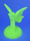 Vtg Fenton Satin Lime Green Butterfly Ring Holder Uranium Art Glass Glows