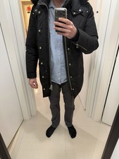 Moose Knuckles Mens Stirling Parka Black size L Fur Trim