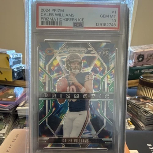 Panini 2024 Prizm Prizmatic Caleb Williams #1 Green Ice Rookie PSA 10 Bears