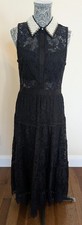 NWT Alice + Olivia Anaya Embellished Collar Black Lace Sleeveless Midi Dress 8