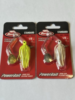 Lot of 2 Berkley Power Blade Spinnerbait Colorado Blade 1/8oz White/Chart