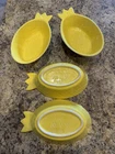 4 Vintage McCoy Pottery Yellow Pineapple Shape Oven Baking Serving Bowl Dish
