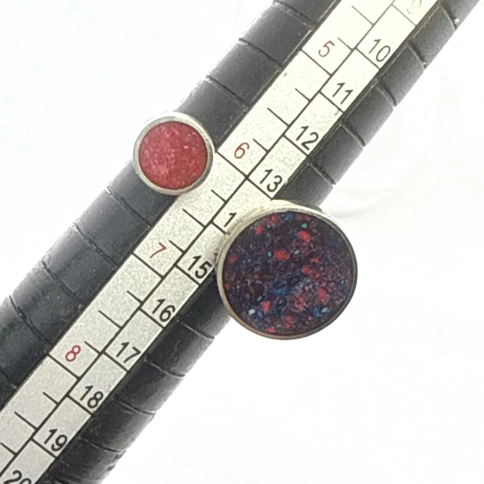 Anillo ajustable de resina Druzy doble piedra banda de acero inoxidable tamaño 6,5 Foto 2 de 4