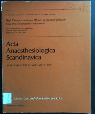 Acta Anaesthesiologica Scandinavica. Supplementum 90; Volume 33, 1989. Lunkenhei