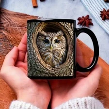 Cute Owl Printed Ceramic Mug 11oz 15oz Adorable Owl Theme Thanksgiving Christmas