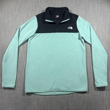 The North Face Sweatshirt Womens Small Green Fleece 1/4 Zip Pullover Colorblock