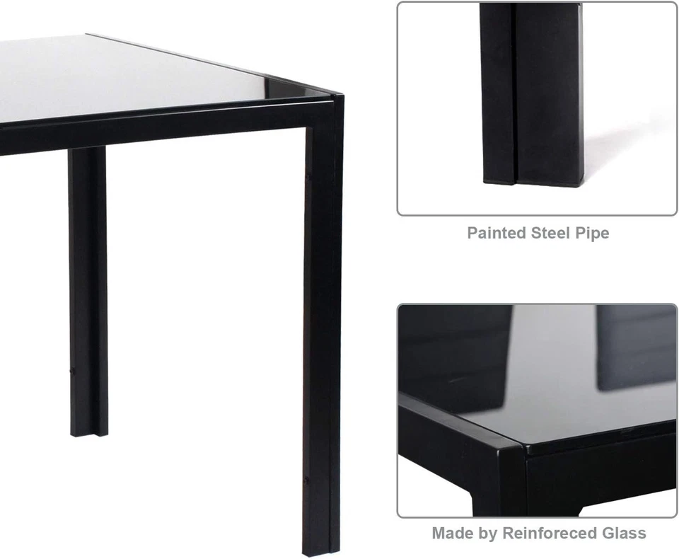 Modern Black Glass Dining Table & 6 Faux Leather Chairs – Durable Comfort - Image 3 of 4