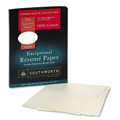 RD18ICF 100% Cotton Resume Paper 32 lbs 81/2x11 Ivory Wove 100 PCS Box