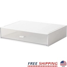 Stackable Plastic Desk Organizer Clear Drawer Storage Box Easy Access Multi-Use