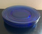 Lovely Set of 4 Vintage Hazel Atlas Cobalt Blue Moderntone 8" Bread Plates — photo 1