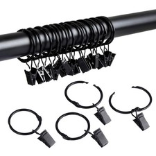 SPLF 36 Pack Metal Openable Curtain Rings with Clips, 1.22 Inch Interior Diam...