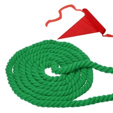 44' Tug of War Rope for Adults Teen Twisted Cotton Rope with Flag Green