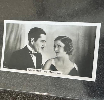MYRNA LOY & WARNER BAXTER  -MOVIE CARD- SINCLAIR FILM STARS SER 2- 1937 - #64