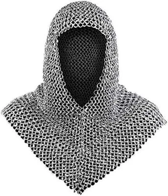 Medieval Chainmail Coif Armor Mild Steel Silver Chainmail Coif Medieval Knight - image 1 of 4