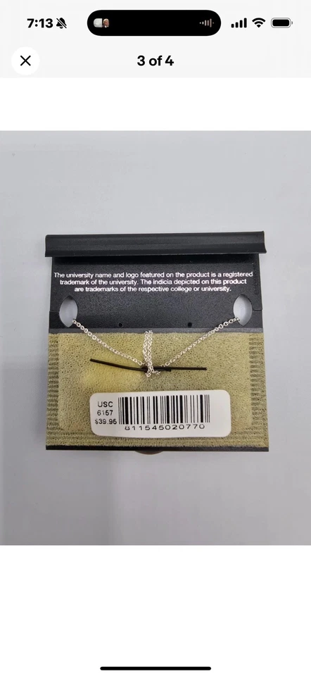 Colgante y cadena de collar USC. Regalo perfecto para estudiante o fan. 925 Sterling  Foto 4 de 4