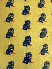 Fabulous and Rare Vintage Art Deco Black Cat Print Feed Sack