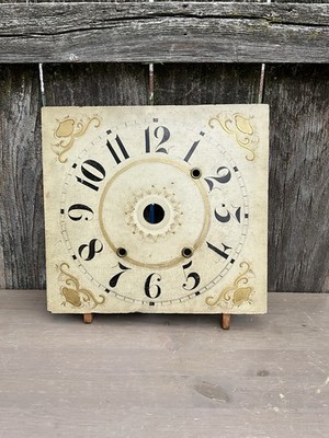 American Pratt & Frost Wooden Works Shelf Clock Dial w/ Alarm Opening