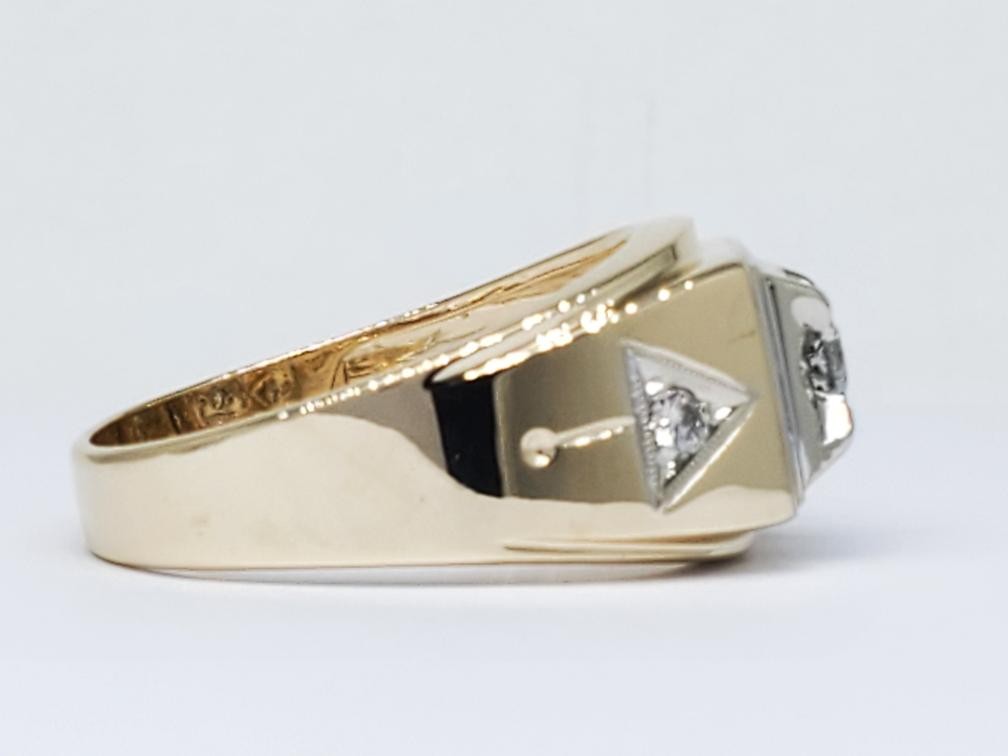 Diamond Cluster Ring Solid 14K Two Tone Gold Rhod… - image 2